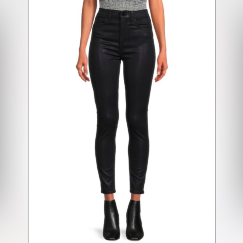 JOE'S JEANS Black The Charlie High-Rise Stretch Coated Skinny Ankle Jeans size25